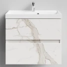 Тумба Бест 70  подвесной, Мрамор Белый натур милк ПВХ 2537 Vodok с раковиной в комплекте