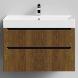 Тумба Бонум 1, 85 подвесной, Дуб цвет 5 Vodok с раковиной в комплекте