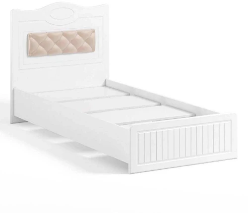 Кровать 900 с настилом и мягким элементом Монако МН-10 + МН-10А белое дерево