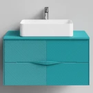 Тумба Липс 90, пример RAL 5021 Водная синь, матовая, 2 ящика, подвесной Vodok с раковиной в комплекте Тумба Липс 90, пример RAL 5021 Водная синь, матовая, 2 ящика, подвесной Vodok с раковиной в комплекте