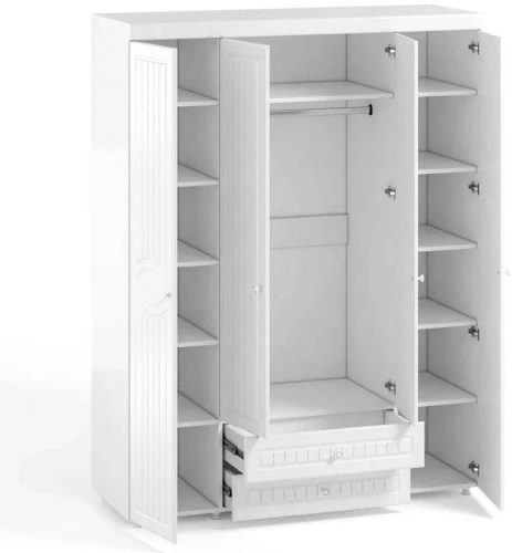 Шкаф 4-х дверный с ящиками Монако МН-62 белое дерево