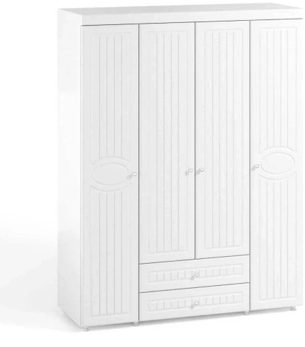 Шкаф 4-х дверный с ящиками Монако МН-62 белое дерево