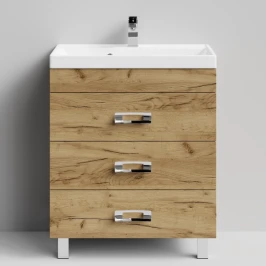 Тумба Орландо 70 напольный, Дуб Тортуга ПВХ 2357-43 Vodok с раковиной в комплекте