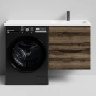 Тумба Смайл 120 подвесной, под стиральную машину, правая, Дуб крымский коричневый ПВХ 131005-9005 Vodok с раковиной в комплекте