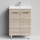 Тумба Смайл 58 напольный, Дубослив ореховый светлый ПВХ 3445 Vodok с раковиной в комплекте