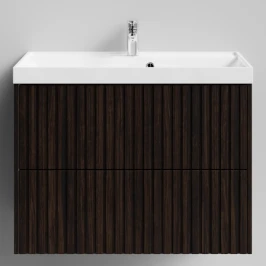 Тумба Тач 80 подвесной, Палисандр ПВХ 43101 Vodok с раковиной в комплекте