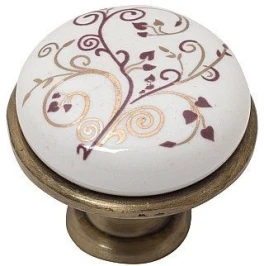 Ручка кнопка мебельная KF01-04 BA Античная Бронза/Белый 27*25