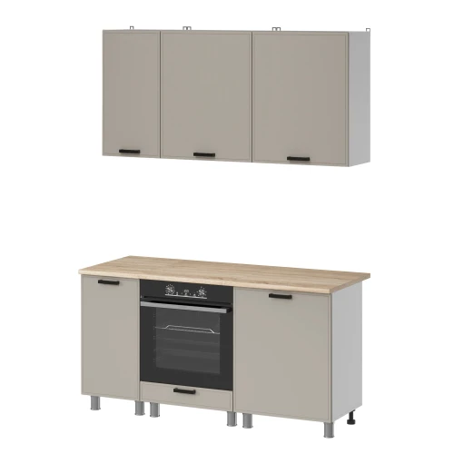 Готовый кухонный гарнитур МК Аленушка 1,6м в.6 Магнолия Керамика,скоба черный,сонома