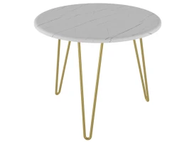 Стол журнальный Рид Голд 430 белый мрамор/золото