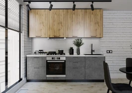 Модульная кухня Флэт 2,4 Wotan Oak/Temple Stone Модульная кухня Флэт 2,4 Wotan Oak/Temple Stone