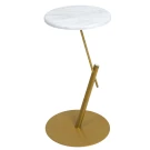 Стол приставной круглый МеталлАрт М015 белый мрамор/золото