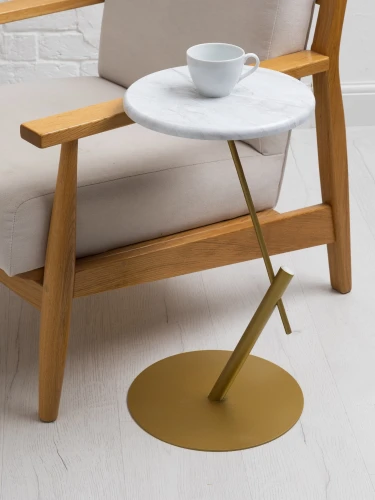 Стол приставной круглый МеталлАрт М015 белый мрамор/золото