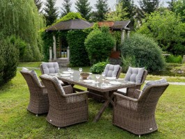 Обеденный комплект VICTOR с 6 креслами искусственный ротанг