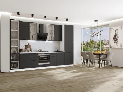 Кухонный гарнитур Фрейм-06 Stormy Silk Белый