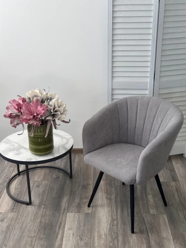 Стул RUNA, 360 град. поворот. B22 Серый, велюр / черный каркас, М-City