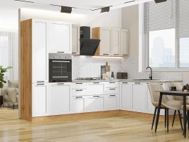 Кухонный гарнитур Нео-03 Cream Silk/White Silk