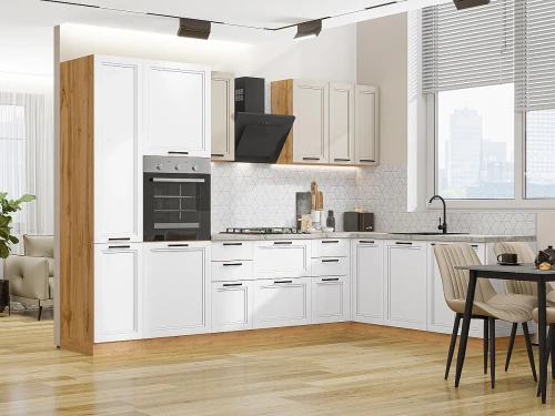 Кухонный гарнитур Нео-03 Cream Silk/White Silk