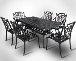 Мебель из литого алюминия стол Вулкан-2 (175х90) + 6 кресел Миранда (7 предметов)