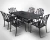 Мебель из литого алюминия стол Вулкан-2 (175х90) + 6 кресел Миранда (7 предметов)