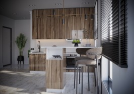 Модульная кухня Эстетик 2600 Рефлекшен вуд МДФ прямая