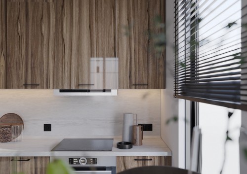 Модульная кухня Эстетик 2600 Рефлекшен вуд МДФ прямая