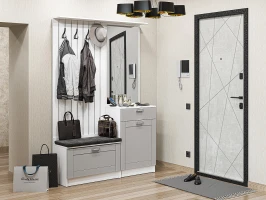Готовая прихожая Стиль-02 Grey Silk Белый лофт
