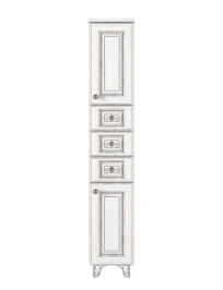 Пенал Белладжио 40 напольный, бельевая корзина, правый, патина золото, белая