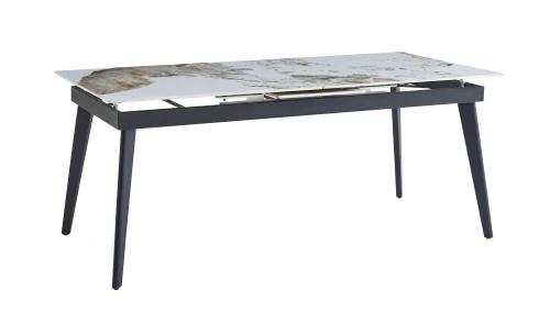 DT301 Стол обеденный расклад. Pandora 2 180-220*90*76, керамич. столешница, основание металл черны