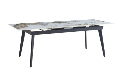 DT301 Стол обеденный расклад. Pandora 2 180-220*90*76, керамич. столешница, основание металл черны