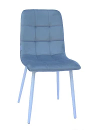 C919/DC809 Стул мягкий, СЕРО-ГОЛУБОЙ#h17 велюр, каркас металл белый КРУГЛЫЙ