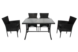 Набор мебели Аскер  арт.GS015/GS017 черный, серый 5 уп.(4 стула Аскер с под.+стол 120см, каркас черн, ротанг черн.) "Garden story"