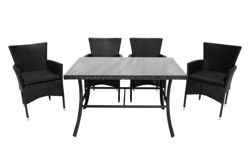 Набор мебели Аскер  арт.GS015/GS017 черный, серый 5 уп.(4 стула Аскер с под.+стол 120см, каркас черн, ротанг черн.) "Garden story"