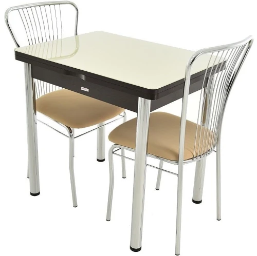 Стол «Бари» стекло молочный, венге