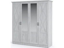 Шкаф «Лорена» 4-х дверный, Бетон Паин белый