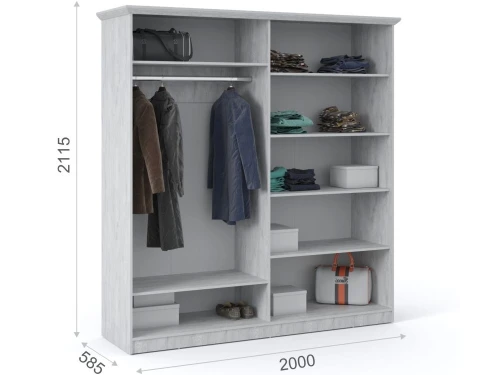 Шкаф «Лорена» 4-х дверный, Бетон Паин белый