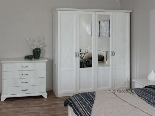 Шкаф «Лорена» 4-х дверный, Бетон Паин белый