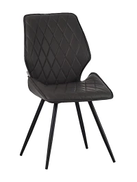 DC233 Стул мягкий поворотный 360, АНТРАЦИТ экокожа, каркас металл, черный КРУГЛЫЙ