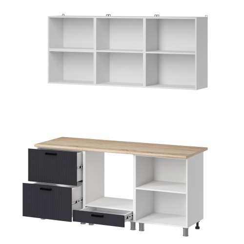 Готовая кухня МК Аленушка 1,8м Лотос Сталь,скоба антрацит,сонома