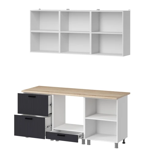 Готовая кухня МК Аленушка 1,8м Лотос Сталь,скоба антрацит,сонома