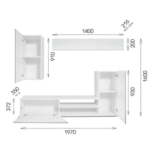 Стенка в гостиную Прага-6, Диамант серый