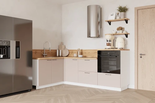 Готовая кухня КГ Угловой 1500*2250 (без пм) Эмаль, Крем  Арника РМ в.5