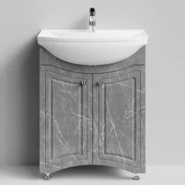 Тумба Адам 65 напольный, Мрамор Серый софт тач ПВХ 4044-1 Vodok с раковиной в комплекте