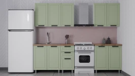 Готовый кухонный гарнитур ГК Аленушка 2 м  Лилия Фиcташка/Фисташка,скоба черный,сонома