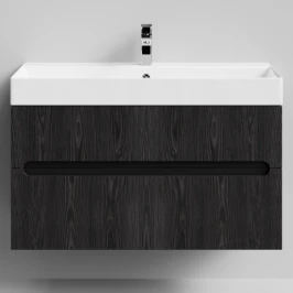 Тумба Бонум, 100 подвесной, Абрикос графит Vodok с раковиной в комплекте