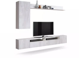 Стенка Прага-2 белый/бетон