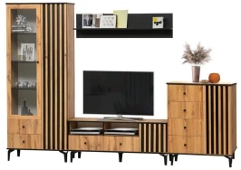 Стенка Либерти 4 (опора h150) Дуб вотан/Черный