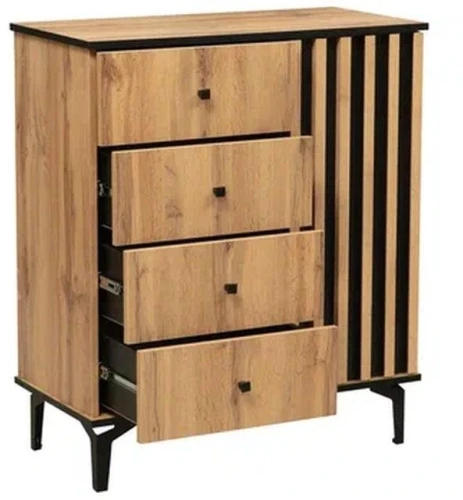 Стенка Либерти 4 (опора h150) Дуб вотан/Черный