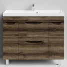 Тумба Лайт 100 напольный, Дуб крымский коричневый ПВХ 131005-9005 Vodok с раковиной в комплекте