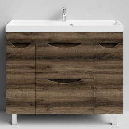 Тумба Лайт 100 напольный, Дуб крымский коричневый ПВХ 131005-9005 Vodok с раковиной в комплекте