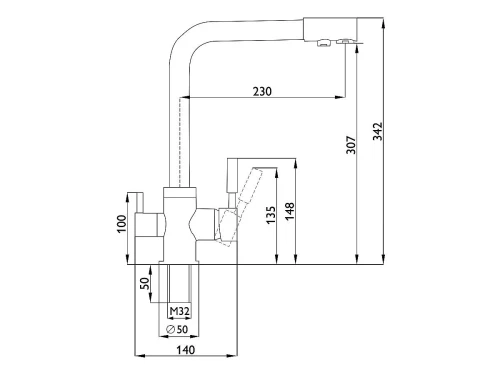 Смеситель для кухни 342/230 2Р Черный